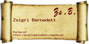 Zsigri Bernadett névjegykártya